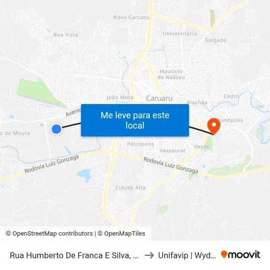 Rua Humberto De Franca E Silva, 600 to Unifavip | Wyden map