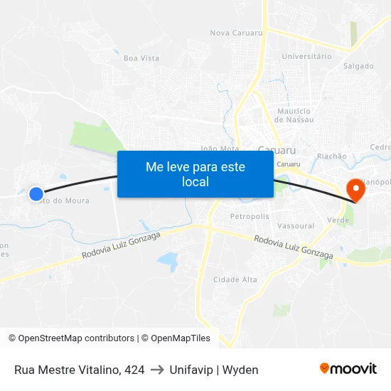Rua Mestre Vitalino, 424 to Unifavip | Wyden map