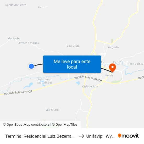 Terminal Residencial Luiz Bezerra Torres to Unifavip | Wyden map