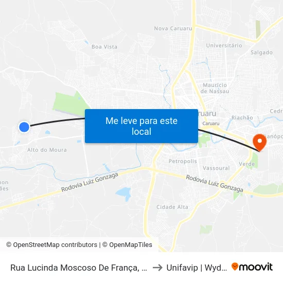 Rua Lucinda Moscoso De França, 120 to Unifavip | Wyden map