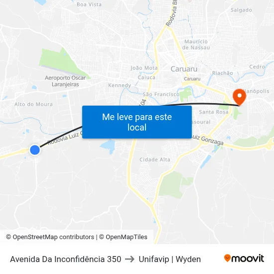 Avenida Da Inconfidência 350 to Unifavip | Wyden map