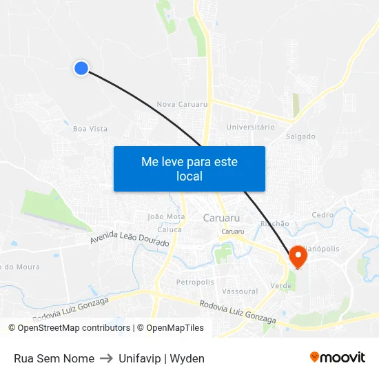 Rua Sem Nome to Unifavip | Wyden map