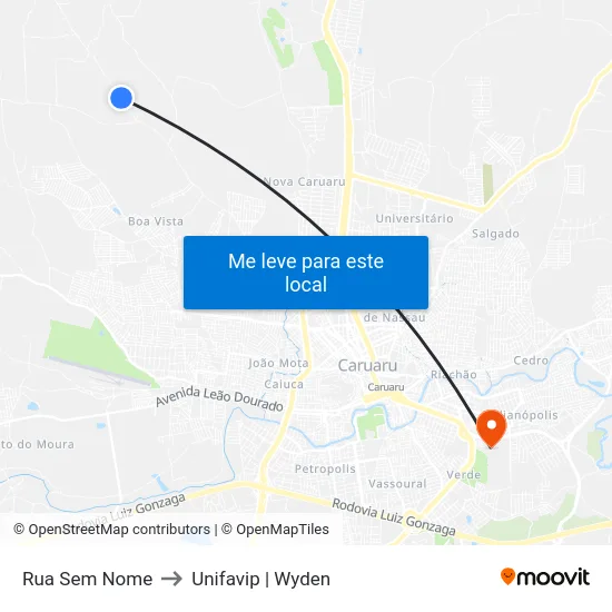 Rua Sem Nome to Unifavip | Wyden map