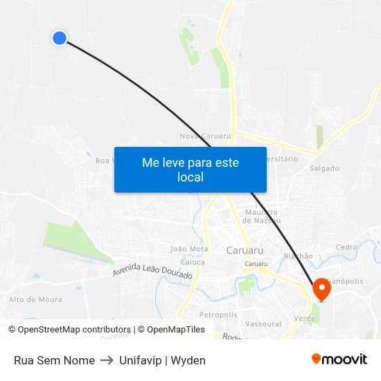 Rua Sem Nome to Unifavip | Wyden map