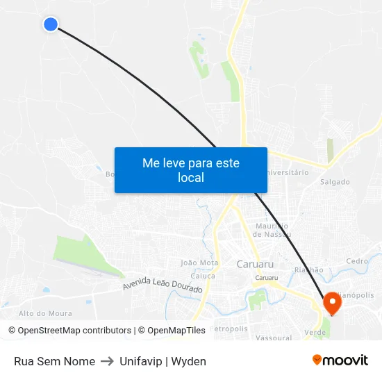 Rua Sem Nome to Unifavip | Wyden map