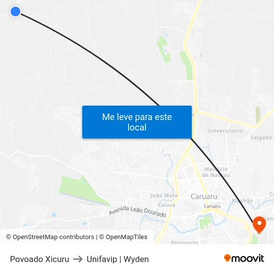 Povoado Xicuru to Unifavip | Wyden map