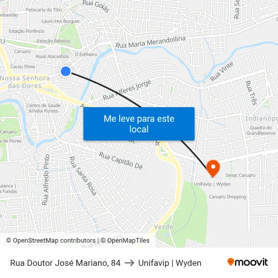 Rua Doutor José Mariano, 84 to Unifavip | Wyden map
