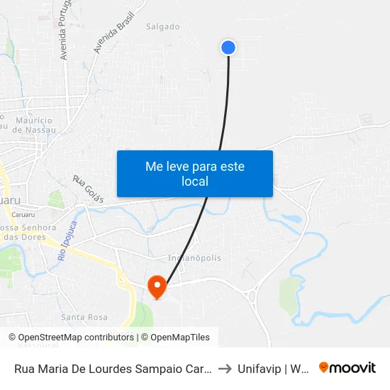 Rua Maria De Lourdes Sampaio Carneiro 12 to Unifavip | Wyden map