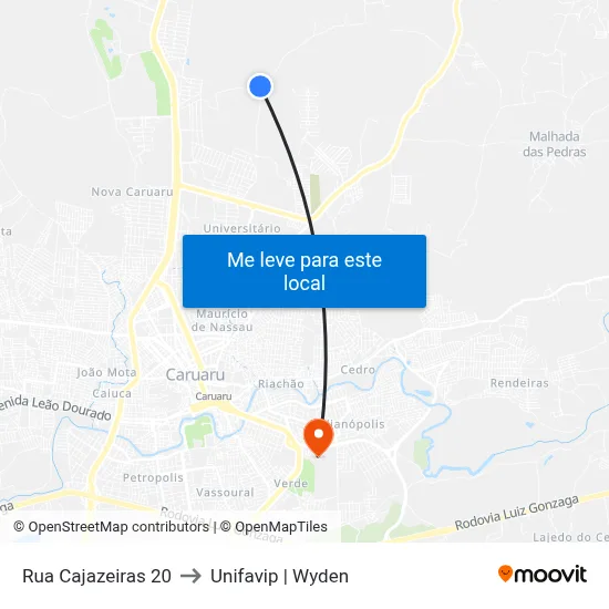 Rua Cajazeiras 20 to Unifavip | Wyden map