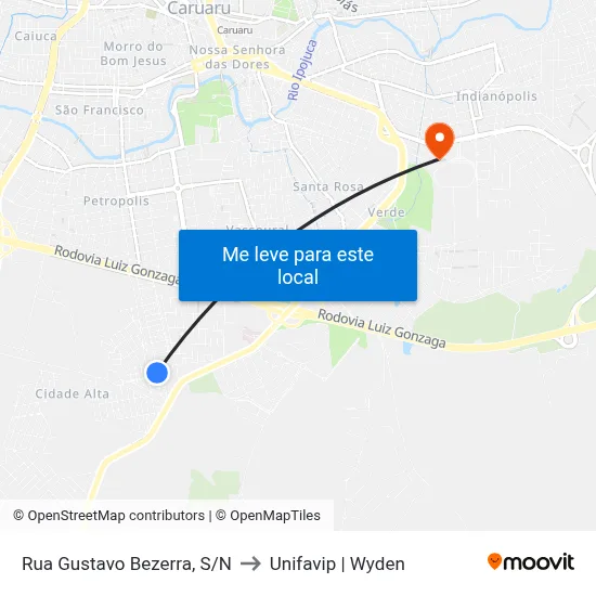 Rua Gustavo Bezerra, S/N to Unifavip | Wyden map