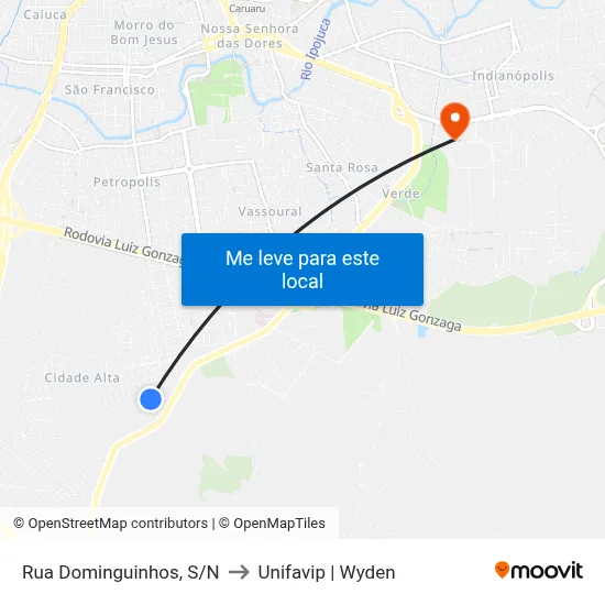Rua Dominguinhos, S/N to Unifavip | Wyden map