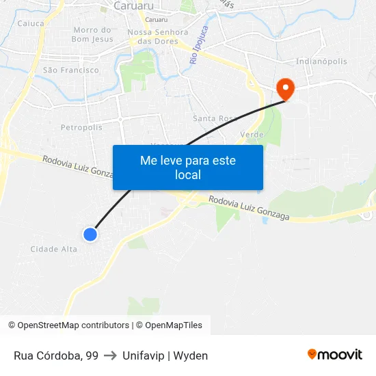 Rua Córdoba, 99 to Unifavip | Wyden map