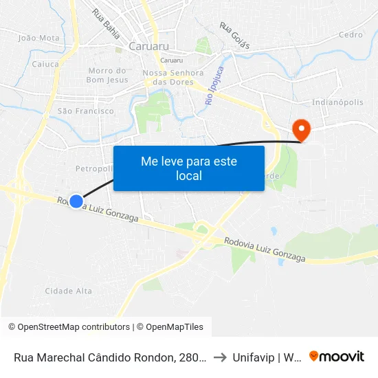 Rua Marechal Cândido Rondon, 280 - Caruaru to Unifavip | Wyden map