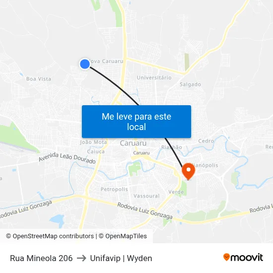 Rua Mineola 206 to Unifavip | Wyden map