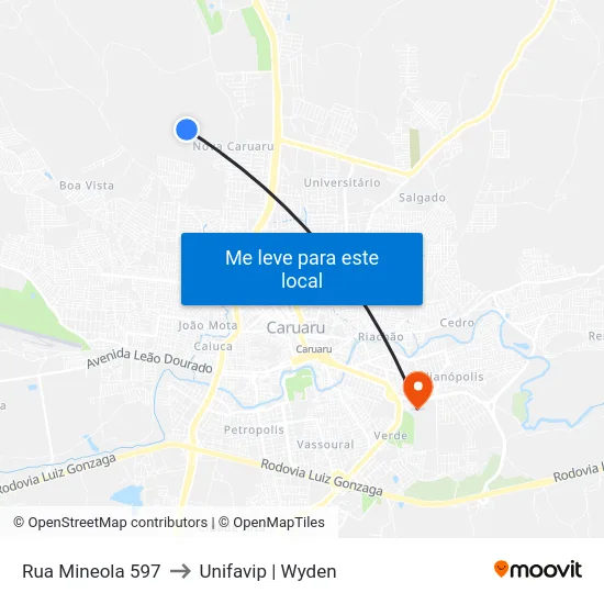 Rua Mineola 597 to Unifavip | Wyden map