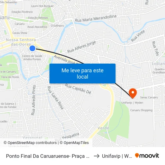 Ponto Final Da Caruaruense- Praça Do Rosário to Unifavip | Wyden map