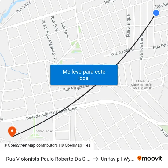 Rua Violonista Paulo Roberto Da Silva 70 to Unifavip | Wyden map