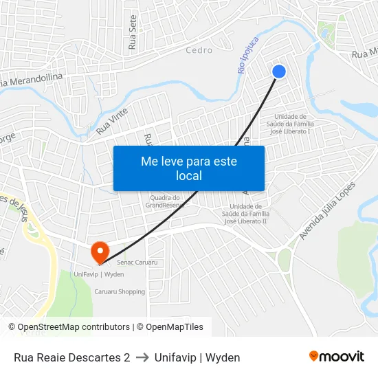 Rua Reaie Descartes 2 to Unifavip | Wyden map