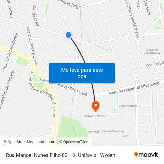 Rua Manoel Nunes Filho 82 to Unifavip | Wyden map