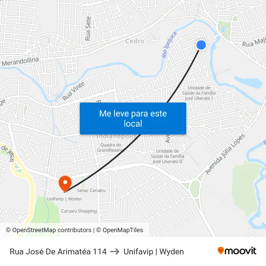 Rua José De Arimatéa 114 to Unifavip | Wyden map