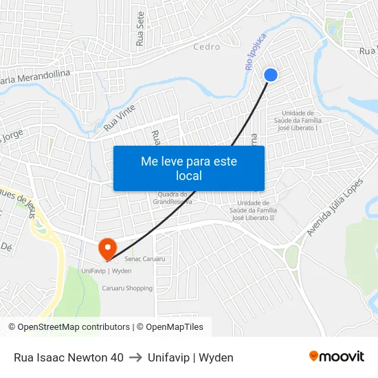 Rua Isaac Newton 40 to Unifavip | Wyden map