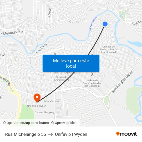 Rua Michelangelo 55 to Unifavip | Wyden map