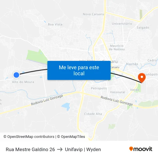 Rua Mestre Galdino 26 to Unifavip | Wyden map