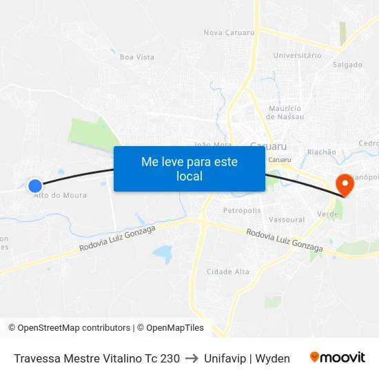 Travessa Mestre Vitalino Tc 230 to Unifavip | Wyden map