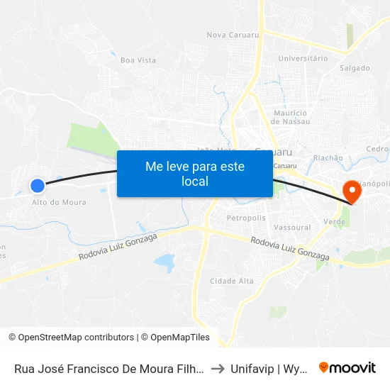 Rua José Francisco De Moura Filho 35 to Unifavip | Wyden map