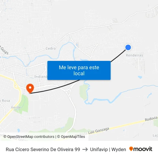 Rua Cícero Severino De Oliveira 99 to Unifavip | Wyden map