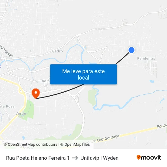 Rua Poeta Heleno Ferreira 1 to Unifavip | Wyden map