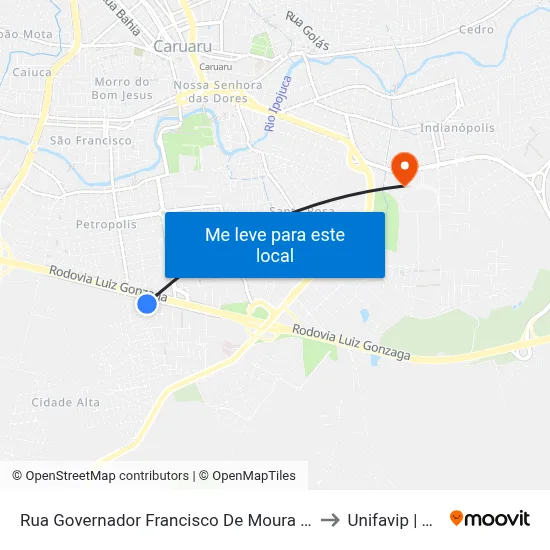 Rua Governador Francisco De Moura Cavalcante 87 to Unifavip | Wyden map