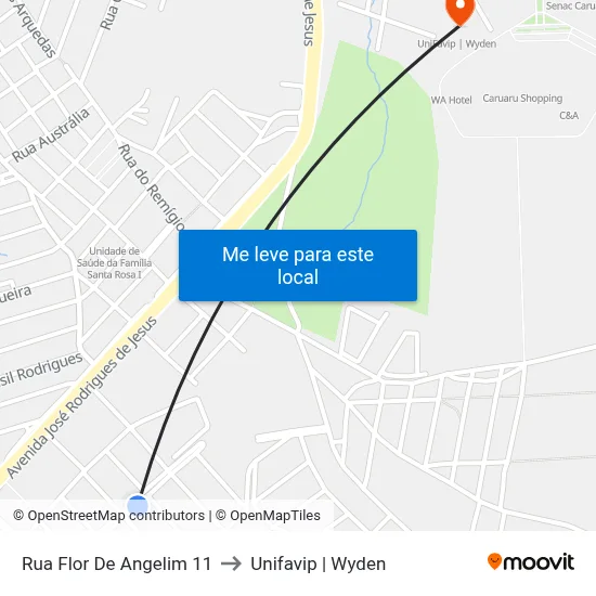 Rua Flor De Angelim 11 to Unifavip | Wyden map