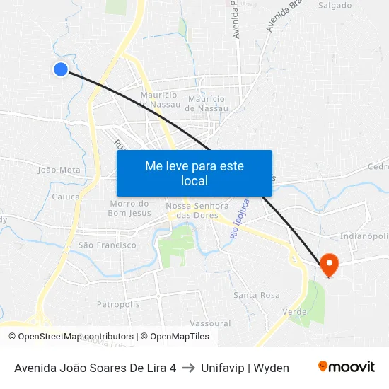 Avenida João Soares De Lira 4 to Unifavip | Wyden map
