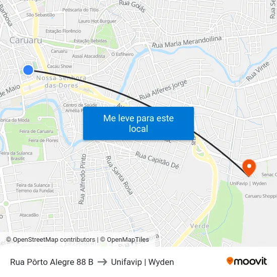 Rua Pôrto Alegre 88 B to Unifavip | Wyden map