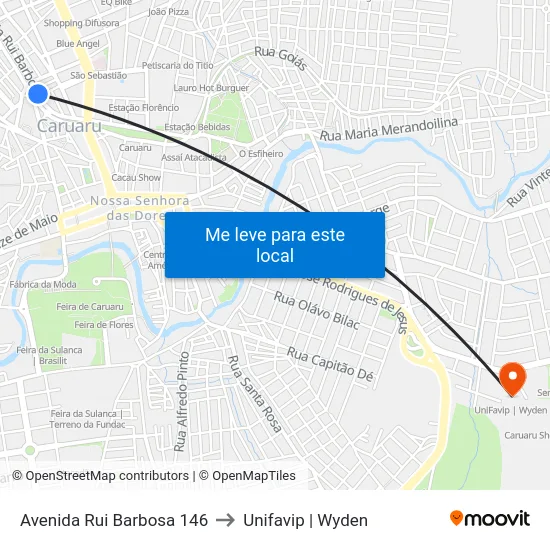 Avenida Rui Barbosa 146 to Unifavip | Wyden map