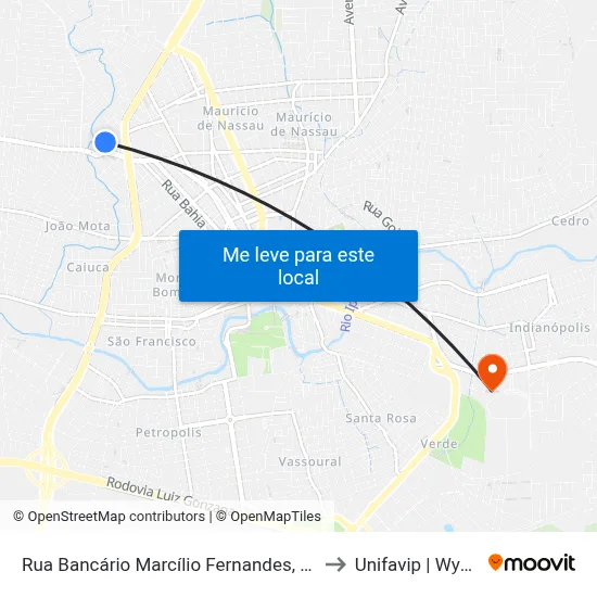 Rua Bancário Marcílio Fernandes, 1131 to Unifavip | Wyden map