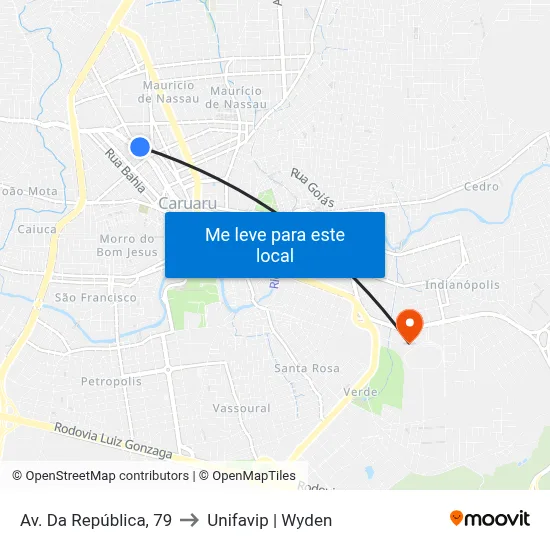 Av. Da República, 79 to Unifavip | Wyden map