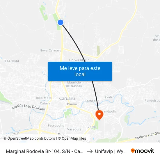 Marginal Rodovia Br-104, S/N - Caruaru to Unifavip | Wyden map