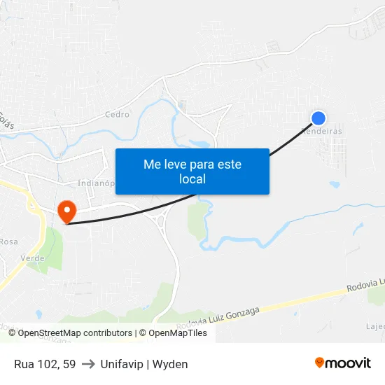 Rua 102, 59 to Unifavip | Wyden map