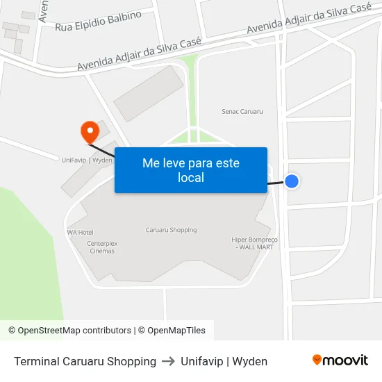 Terminal Caruaru Shopping to Unifavip | Wyden map