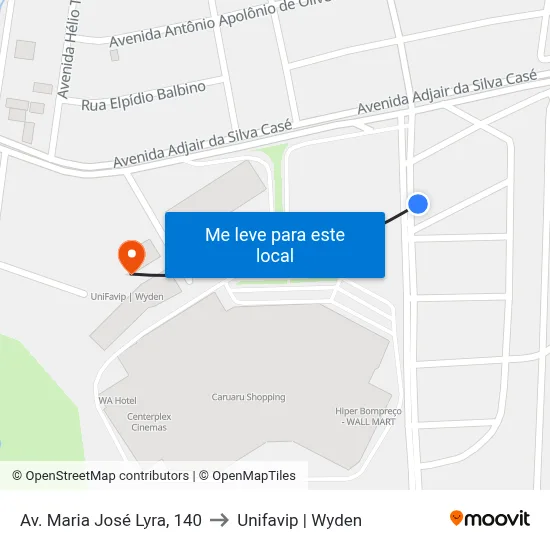 Av. Maria José Lyra, 140 to Unifavip | Wyden map