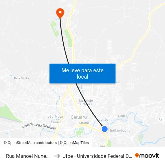Rua Manoel Nunes Filho 150 to Ufpe - Universidade Federal De Pernambuco map