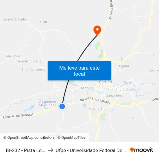 Br-232 - Pista Local, 420 to Ufpe - Universidade Federal De Pernambuco map