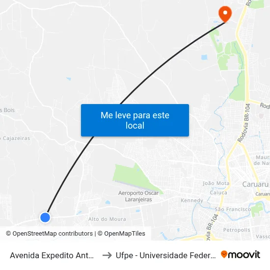 Avenida Expedito Antônio Da Silva 136 to Ufpe - Universidade Federal De Pernambuco map