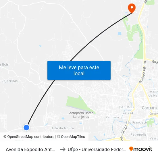 Avenida Expedito Antônio Da Silva 136 to Ufpe - Universidade Federal De Pernambuco map
