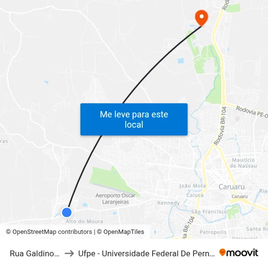 Rua Galdino 583 to Ufpe - Universidade Federal De Pernambuco map