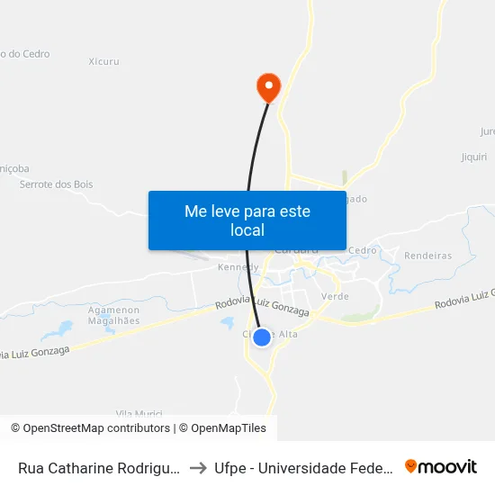 Rua Catharine Rodrigues De Barros 313 to Ufpe - Universidade Federal De Pernambuco map