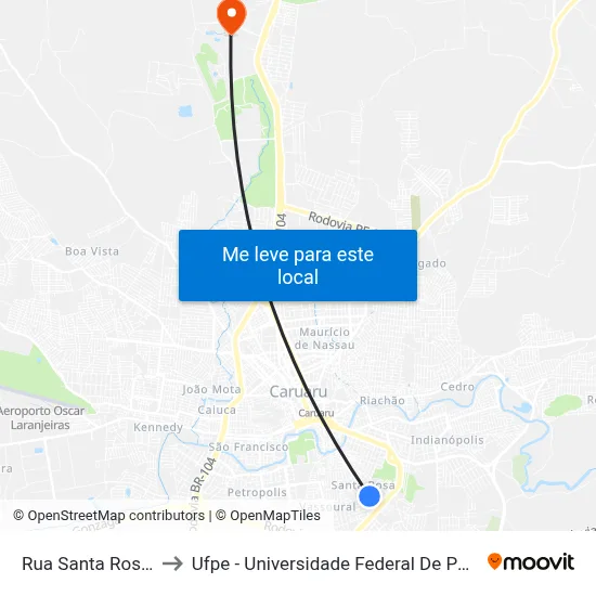 Rua Santa Rosa 880 to Ufpe - Universidade Federal De Pernambuco map