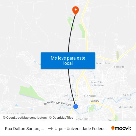 Rua Dalton Santos, S/N - Caruaru to Ufpe - Universidade Federal De Pernambuco map